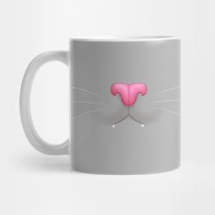 Grey Kitty Cat with Fangs - Pink Nose! Mug